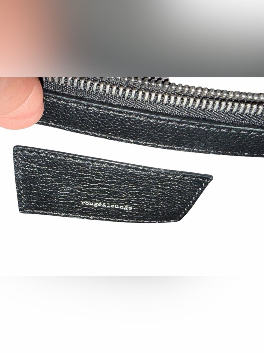 Black Leather Shoulder Bag with Grey Croc-Embossed Flap - Picture 10 of 15